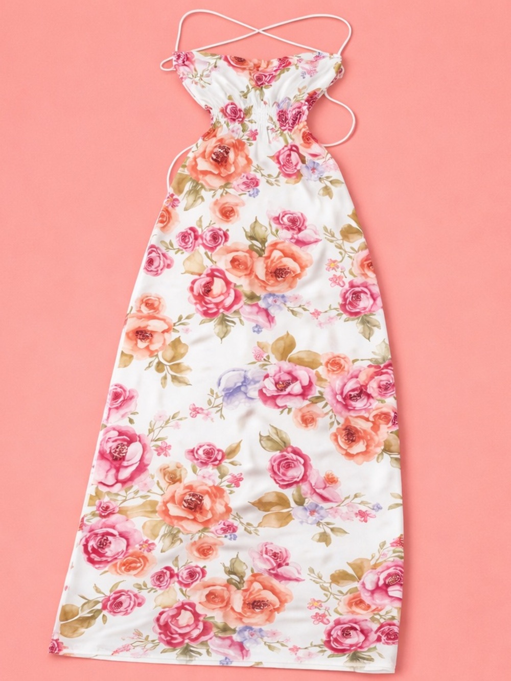 Women’s XS Floral White and Pink Strap dress